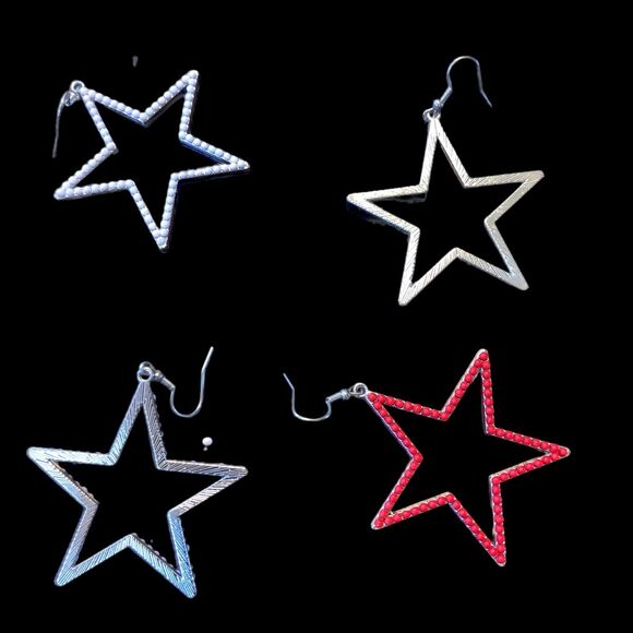 2 Pair of Stars Earrings for Mix & Match 4th of July, USA, Rodeo, Astronomy - Picture 5 of 5